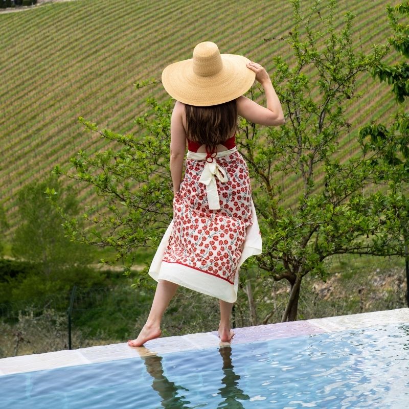 Sarah Flint looking out over vineyard